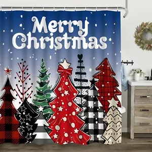 Christmas Shower Curtain Winter Shower Curtain Set Cute Bathroom Shower Curtain - Picture 1 of 8