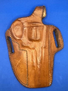 Unmarked Brown Leather IWB Holster w/Thumb Snap (Medium Revolver) - Picture 1 of 2