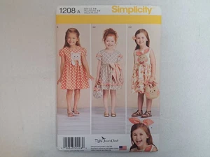 Patrón de simplicidad - Vestidos, carteras y diadema para niños (3-8) #1208 - sin cortar - Imagen 1 de 6