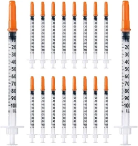 Insulinspritzen 100 x 1 ml mit eingeschweißter Kanüle präzise DosierungMHD 10-27 - Bild 1 von 2