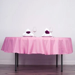 PINK 90" ROUND POLYESTER TABLECLOTH Wedding Party Tabletop Supplies Dinner - Picture 1 of 7