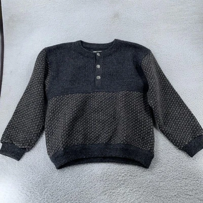 L.L. Свитер мужской Henley из шерстяной смеси большой серый нордический норвежский узор вязаный - Изображение 1 из 4