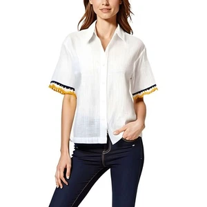 Nautica Womens Crochet Woven Casual Button-Down Top BHFO 5035 - Picture 1 of 4