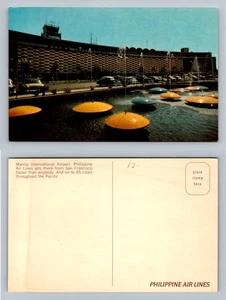 Manila, Philippinen, International Airport Fountain Air Lines Vintage Postkarte - Bild 1 von 3