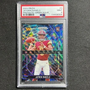 2024 PANINI PRIZM PRIZMATIC GREEN WAVE #3 JAYDEN DANIELS ROOKIE RC PSA 9 MINT - Picture 1 of 2