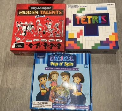 Lote de 3 juegos de mesa clásicos, Tetris, Diary Of A Wimpy Kid, Dreidel Pop N Spin Foto 1 de 3