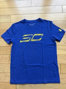 Under Armour Heat Gear SC Steph Curry T-shirt Size Youth Medium Tee Blue GSW - Picture 1 of 7