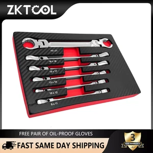 ZKTOOL 6-Piece Flexible Head Flare Nut Wrench Set Metric 12-Point Head 9mm - 21m - Picture 1 of 7