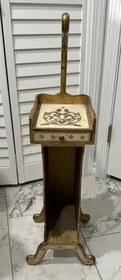 MESA DE SUPORTE VINTAGE ANOS 60 DOURADA ITALIANA FLORENTINA REVISTA - Imagem 1 de 3