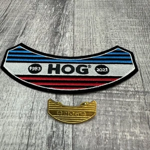 2021 Harley Davidson Collectible HOG Group Owners Rocker Patch and Pin Set NEW - Picture 1 of 7