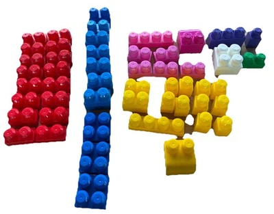 Mega Bloks Stacking Building Variety Colors Shapes Loose Over 50 Girls/Boys - Image 1 of 4
