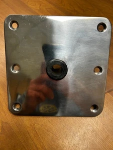 Springfield Attwood Swivl-eze 7" x 7" Flat Polished Stainless Kingpin Seat Base - Foto 1 di 3
