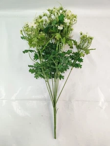 Artificial Green Wax Flower 21" Decorative Floral Bush Queen Anne's Lace - Picture 1 of 10