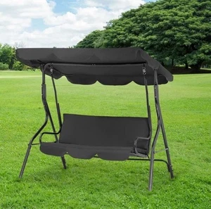 3-Person Patio Swing Chair, Outdoor Hanging Bench with Adjustable Cushion - Picture 1 of 5