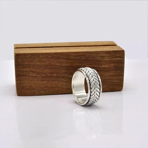 Anello in corda intrecciata fascia in argento sterling 925 unisex anello... - Foto 1 di 12