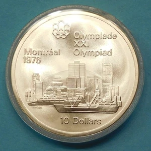 1973 Canadian Silver $10 1976 MONTREAL OLYMPICS Montreal Skyline - Unc - Canada - Picture 1 of 2