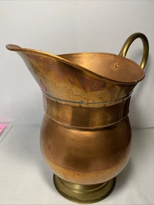 Vintage Bauernhaus Handarbeit XXL Kupfer Wasserkrug 14” Messinggriff & Sockel 6” - Bild 1 von 19
