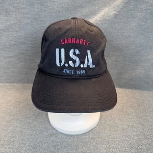 Carhartt Strapback schwarz Herren Baseball Kappe Mütze Schablone hergestellt in den USA Grunge Gorpcore - Bild 1 von 9