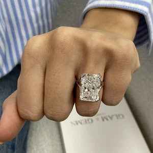 Radiant Cut Diamond Ring IGI Cert E VS1 10.1 Ct Labcreated Split Shank 14k WG - Picture 1 of 11
