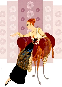 *** GLAMOUR / ARTE DE LA MODA *** (ERTE) ~ (8" X 10") ~ ** ESTERA GRANATE ** #8 - Imagen 1 de 7