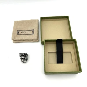 Gucci Lion Head Ring Crystal Stone Clear Silver Size JP10 US 5 w/ Box brand - Picture 1 of 15