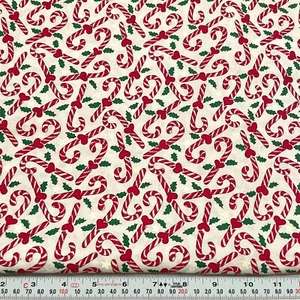 Vintage 1996 Daisy Kingdom Peppermint Hill Candy Canes Cotton Remnant 15" x 44" - Picture 1 of 2