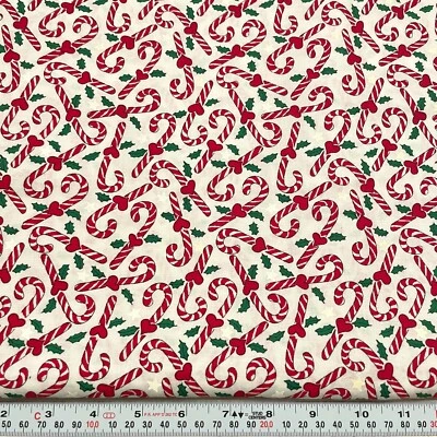 Vintage 1996 Daisy Kingdom Peppermint Hill Candy Canes Cotton by the HALF YARD - Image 1 of 2