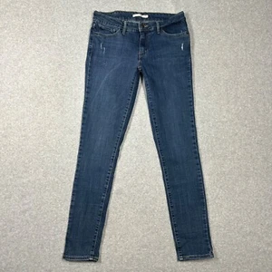 Levis 711 Skinny Damen 28x30 Dark Wash Denim Jeans Low Rise Stretch Distressed - Bild 1 von 11