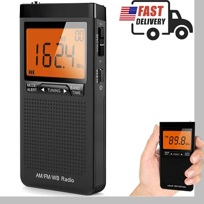 AM FM Radio Battery Operated Portable Pocket Auto-Search NOAA Emergency Pocket - Image 1 of 4