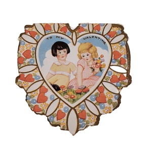 Valentinstag Karte geprägt Whitney Made Antik Viktorianisch Herz Vintage - Bild 1 von 4
