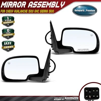2x Espejo calefactor eléctrico negro con lámpara de charco para GMC Sierra 1500 Chevrolet Tahoe Foto 1 de 4