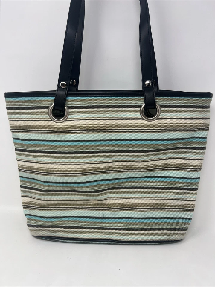 Bolso de Mano Gap Factory Store Azul Tostado Rayas Verano Algodón Ligero Sensación de Lona Foto 1 de 4