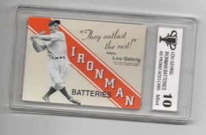 LOU GEHRIG IRONMAN BATTERIES AD PROMO REPRODUCTION ACEO FACSIMILE AUTO GRADED - Picture 1 of 2