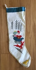 Vintage Lagenlook Filz Weihnachtsstrumpf mit Weihnachtsmann & Glitzer 19" Japan 50er/60er - Bild 1 von 6