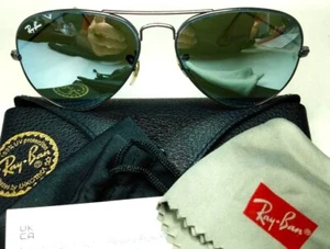 OCCHIALI DA SOLE RAY-BAN RB3025 LG AVIATOR ARGENTO/ARGENTO SPECCHIO 55/14 135 - Foto 1 di 7