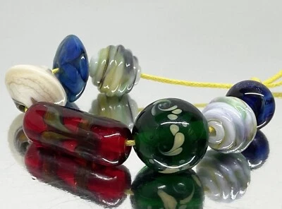 Mezcla de cuentas de vidrio de murano hechas a mano de la marca James Jankewicz de Murano 7 piezas Foto 1 de 4