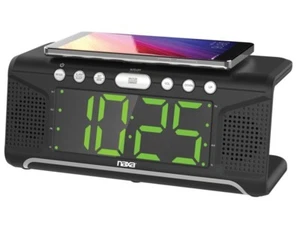 Naxa NRC-190 Dual Alarm Clock +Qi/USB Cell Phone Wireless Charging Function +FM - Picture 1 of 1