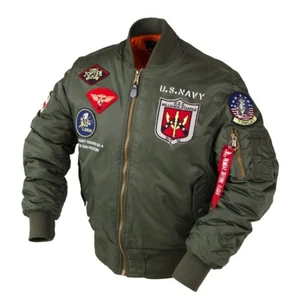 US Air Force Top Gun Bomberjacke Herren MA-1 Pilot Flight Winter Padded Jacket - Bild 1 von 26