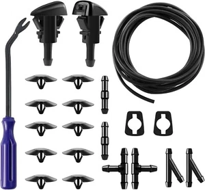 Front Windshield Washer Spray Nozzles Hose Kit Fits for Chrysler Dodge Jeep Ram - Picture 1 of 6