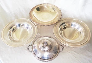 Cuenco para servir con patas de 4 platos plateados, cazuela y cuencos Rogers, nuevo Amsterdam+ - Imagen 1 de 5