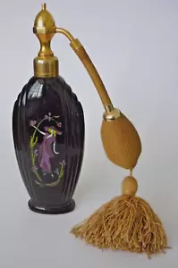 Marcel Franck Perfume Brevete Atomizer La Dame Au Papillon In Black Glass - Picture 1 of 13