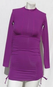 Athleta fuchsia gerafft halber Reißverschluss lange Ärmel Rash Guard Badeanzug Top US XXS EUC - Bild 1 von 5