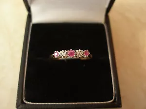 9 CARAT GOLD RUBY & DIAMOND SET ETERNITY / WEDDING / DRESS RING MADE IN UK BNIB - Picture 1 of 3