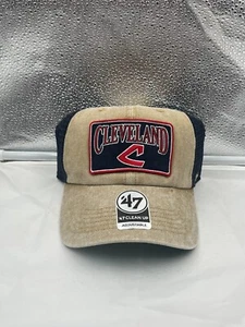 Cleveland Guardians Throwback MLB '47 Brand Khaki Mesh Clean Up Adjustable Hat - Picture 1 of 5