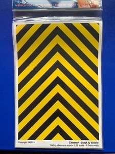 Emergency Chevron Warning Black & Yellow 1:18 Scale Vinyl Self Adhesive Decals - Picture 1 of 1