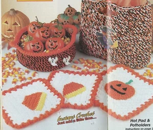 Halloween Candy Basket, Treat Bag, Hot Pad & Potholders - Crochet Pattern ONLY - Picture 1 of 4