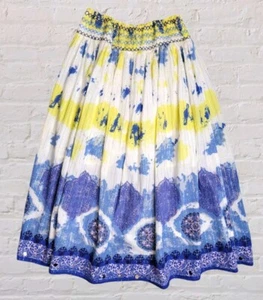 Justice Girls 10 Yellow Blue Tie Dye Full Maxi Skirt Pull On Metallic Shimmer - Picture 1 of 5