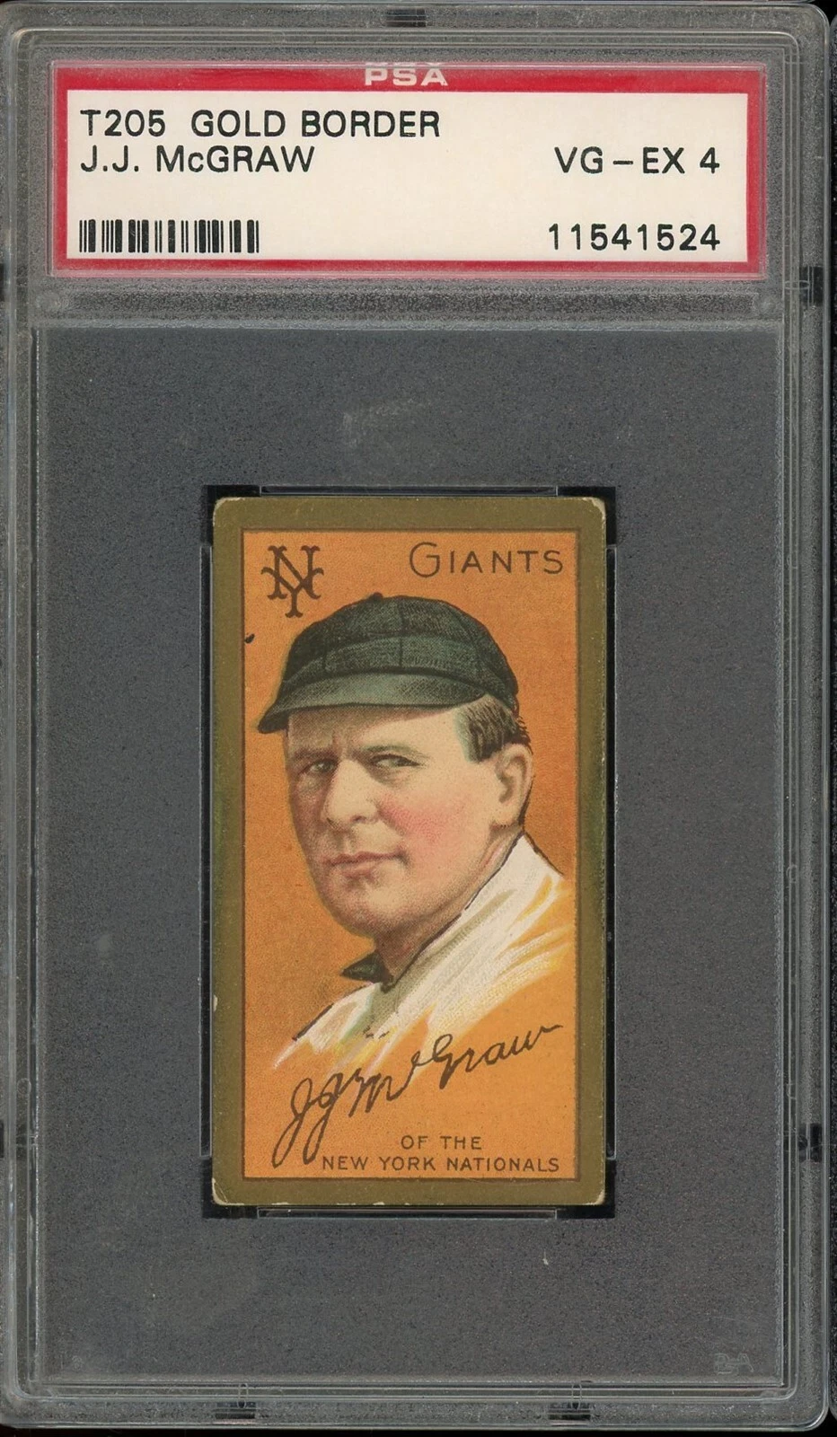 1911 T205 Gold Border Baseball J.J. Mcgraw PSA 4