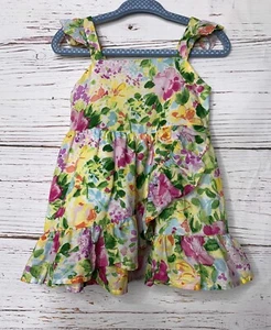 JANIE AND JACK Pink Yellow Floral Ruffle Dress Size 6 - 12 Months - Picture 1 of 5