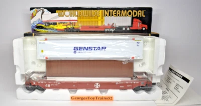 K-LINE 3-RAIL O #7761 ATSF SANTA FE GUNDERSON DTTX CAR W/2 CONTAINERS K-7761 - Image 1 of 4